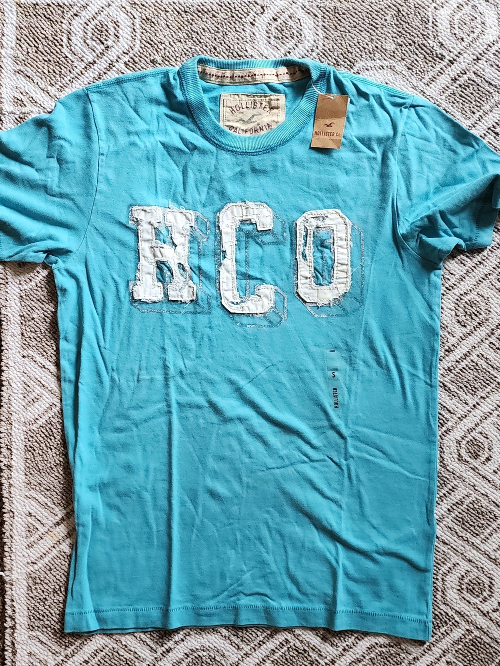 Hollister Teal HCO Appliqué Short Sleeve Tee